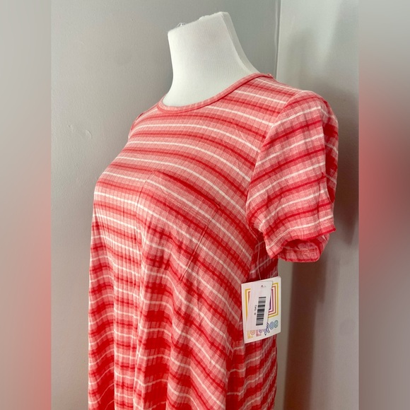 LuLaRoe Carly Dress Pink Striped - Picture 3 of 7